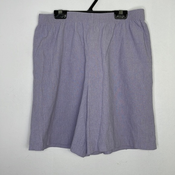 vintage elastic waist crinkle fabric lilac shorts - Picture 1 of 7
